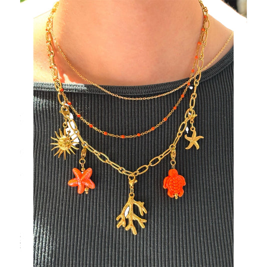 Charms corail doré